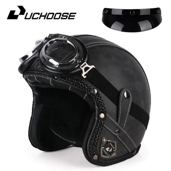 Retro Open Face Motorcycle Helmet — product view 9