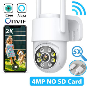 Hooked On 8MP 4K WiFi PTZ Camera Dual Lens Outdoor Security ICSEE App - stepyours.com