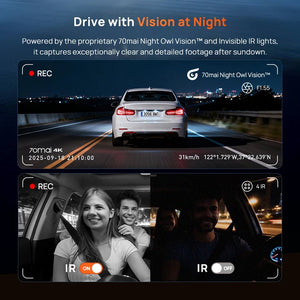 70mai T800E 4K Dash Cam 3 Channel Car DVR With Rear And Interior 1080P HDR GPS - stepyours.com
