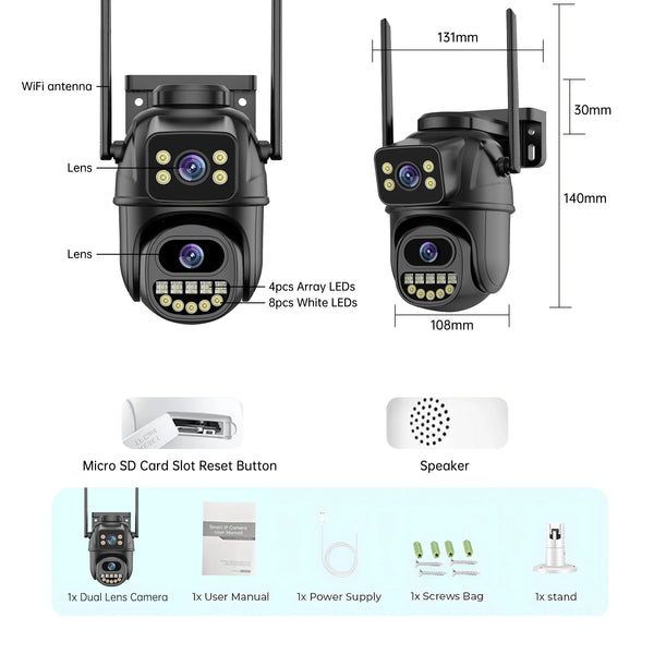 4K 8MP WiFi Surveillance Camera - AI Human Detection with Dual Lens - stepyours.com