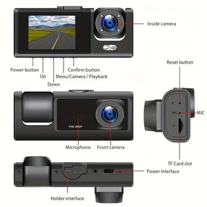 1080P Car Dash Cam 2 To 3 Camera Front And Rear Video Recorder Night Vision - stepyours.com