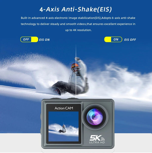 Adventure Ready Action Camera 5K 4K60FPS Dual IPS Touch LCD Waterproof 30M - stepyours.com