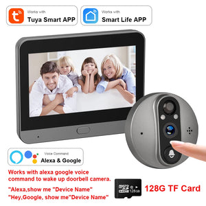 3MP WiFi Smart Tuya Peephole 5000mAh Doorbell Door Eye Camera Infrared Alexa Google Video Intercom Door Cameras Home Security by stepyours.com