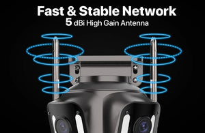 Three Screen WiFi IP Camera Outdoor 4K Tri Lens PTZ - AI Human Detection - stepyours.com