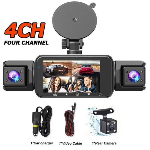 4 Channel 360 Dash Cam With 1080P Front Left Right Rear 24H Parking - stepyours.com