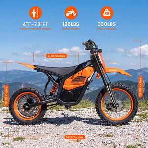 Spacewalk 3000W Electric Dirt Bike 60V 20.8Ah Removable Battery 37MPH 200N.M Torque 14"/12" Fat Tires Front/Rear Hydraulic Brakes LED Headlight Off-Road E-Moto UL2272 for Adults & Teens