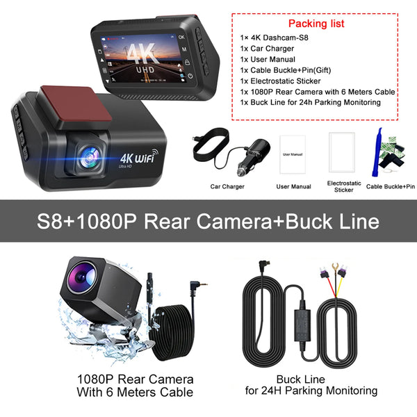 Hook Your Drive Kocam 4K UHD Dash Cam Dual Lens Night Vision Parking Monitor - stepyours.com