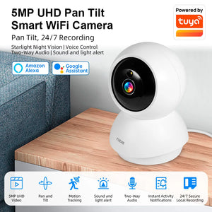 Fuers 5MP WiFi Camera Works With Tuya Smart Home Indoor Wireless IP Surveillance Camera AI Detect Security Baby Monitor by stepyours.com