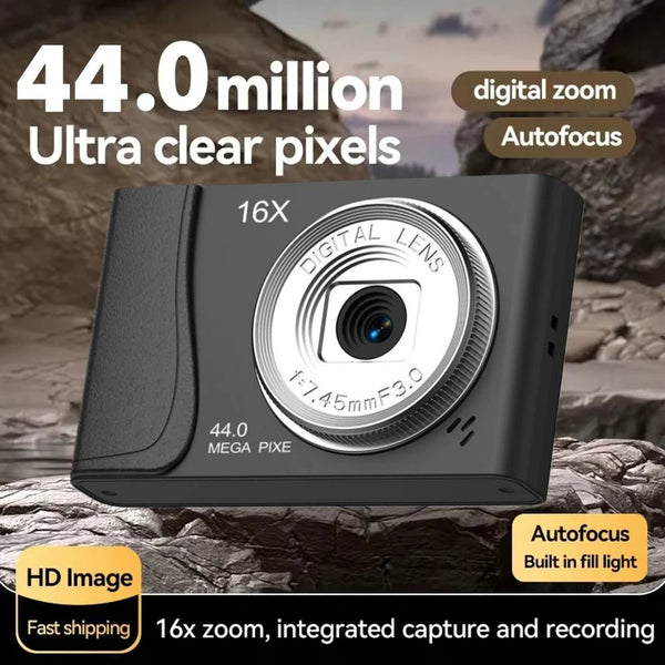 4K Digital Camera For Kids And Beginners 24MP Camcorder Auto Focus 16x Zoom - stepyours.com
