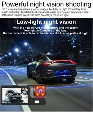3 Channel WiFi Car DVR 1080P Front Inside Rear 170 Degree Night Vision G Sensor - stepyours.com