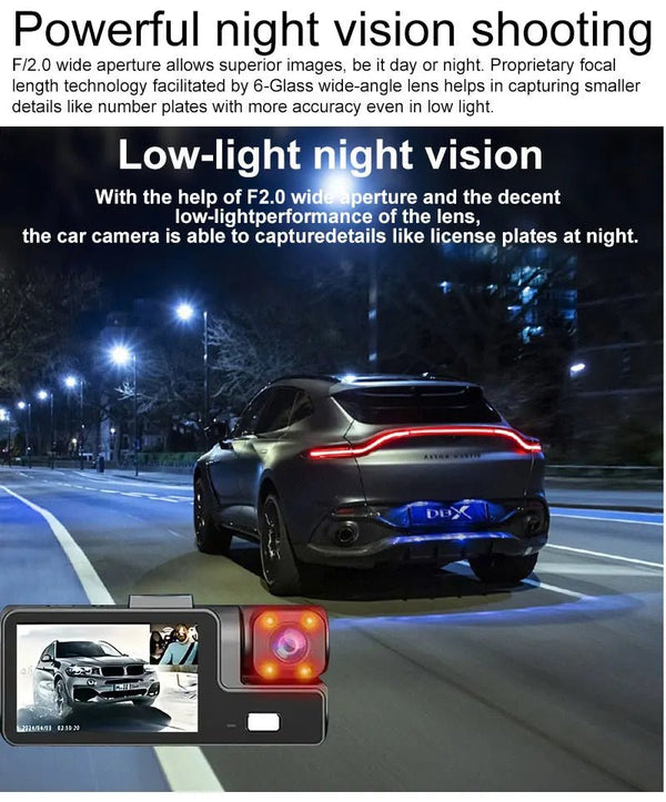 3 Channel WiFi Car DVR 1080P Front Inside Rear 170 Degree Night Vision G Sensor - stepyours.com