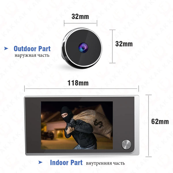 KAK 3.5" Digital Door Peephole Camera Electronic Door Viewer Bell 120 Degree Wide Angle HD Screen Home Security System Hardware by stepyours.com