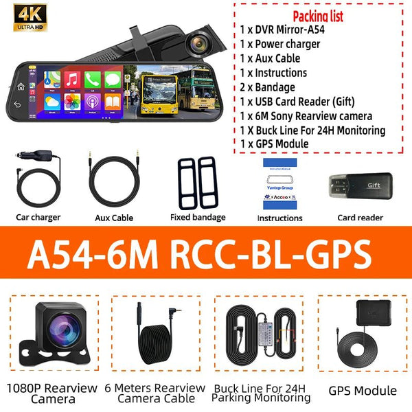4K Car DVR Touch Screen Dash Cam CarPlay Android Auto Night Vision - stepyours.com