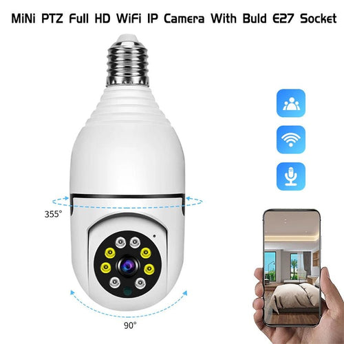 1080P HD E27 Bulb Surveillance Camera Auto Tracking And Wireless Night Vision - stepyours.com