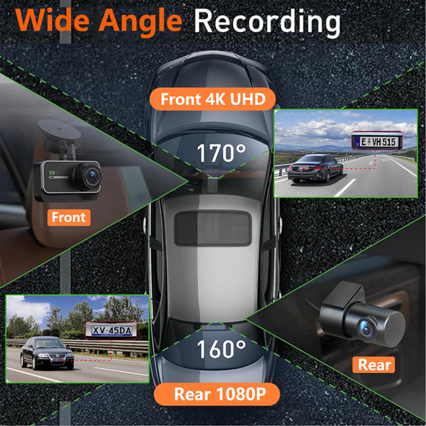 4K Dash Cam for Cars Front and Rear with WiFi GPS 24H Parking Mode - stepyours.com