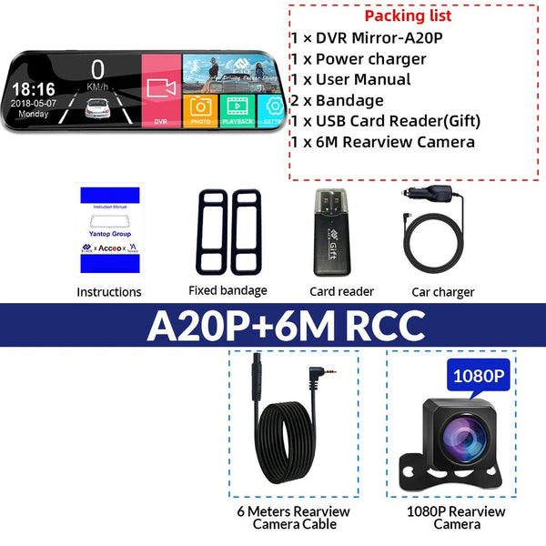 10 Inch 1080P Night Vision Car Dash Cam With Touch Screen And Rear View Mirror - stepyours.com