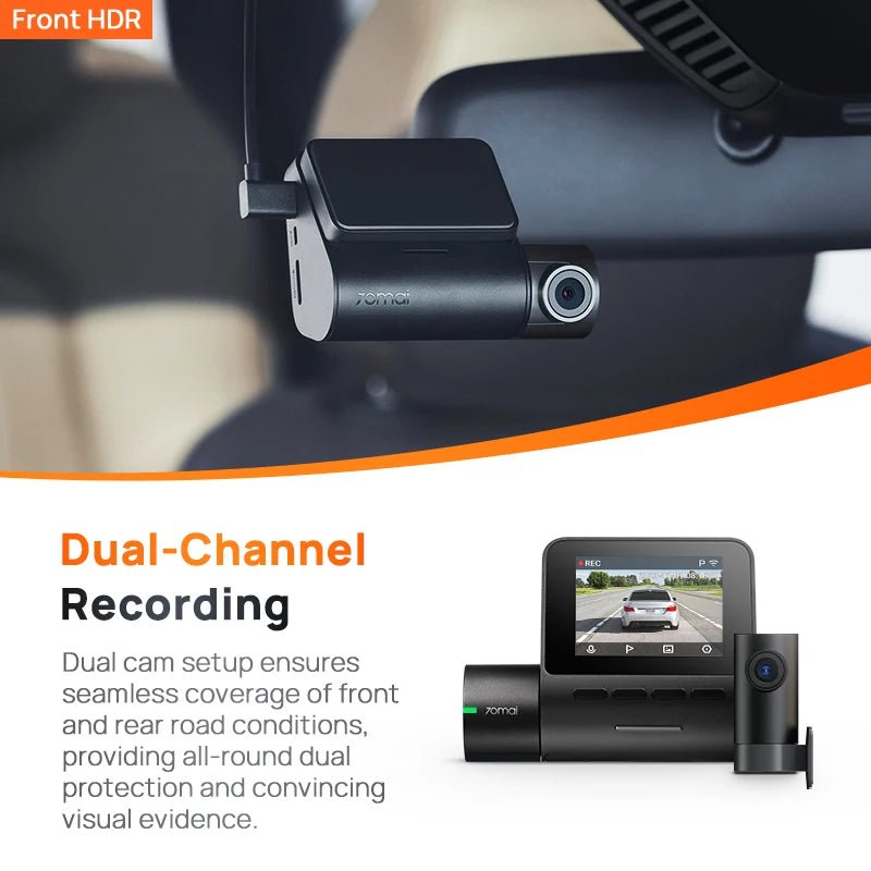 70mai A200 Dash Cam 2 Inch LCD Dual Channel 1080P Car DVR 24H Parking - stepyours.com