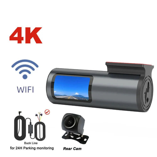 4K Dash Cam With WiFi GPS Mini Front Car DVR 24H Parking G Sensor - stepyours.com