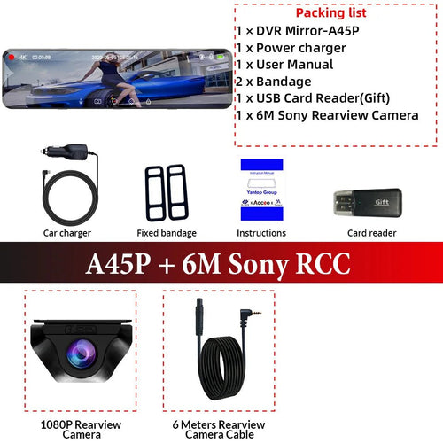 ACCEO 4K WIFI Dash Cam 12 Inch Rearview Mirror Car DVR Recorder - stepyours.com