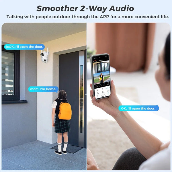 8MP 4K PTZ WiFi Camera - Dual Lens With Dual Screen AI Tracking Surveillance - stepyours.com