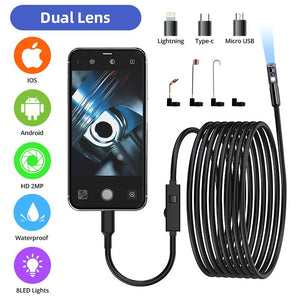 KERUI 2MP Industrial Endoscope Camera - Dual Lens, IP67 Waterproof, Type - C Ready - stepyours.com