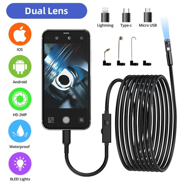 KERUI 2MP Industrial Endoscope Camera - Dual Lens, IP67 Waterproof, Type - C Ready - stepyours.com