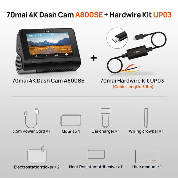 70mai 4K Dash Cam A800SE GPS ADAS Voice Control Ultra HD WiFi 6 - stepyours.com