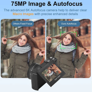 5K Compact Digital Camera With 18X Zoom 180 Degree Flip Screen For YouTube Vlog - stepyours.com