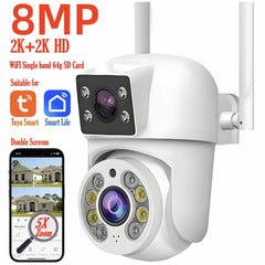 Tuya 8MP WiFi IP Camera PTZ Dual Lens Dual Screen Color Night Vision AI Alerts - stepyours.com