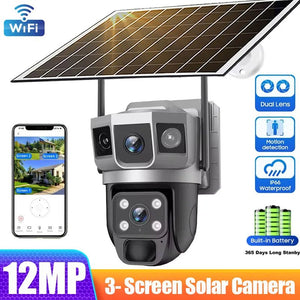 Solar Powered Dual Lens WiFi CCTV Camera With 12MP 10X Zoom PTZ IP66 Outdoor - stepyours.com