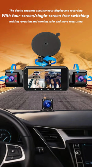 4 Channel WiFi Dash Cam for Cars Front and Rear Interior 360 DVR - stepyours.com