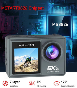 Adventure Ready Action Camera 5K 4K60FPS Dual IPS Touch LCD Waterproof 30M - stepyours.com