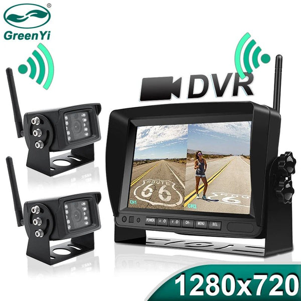 GreenYi 7 Inch 1280x720 AHD Wireless Truck DVR Monitor With Night Vision Camera - stepyours.com