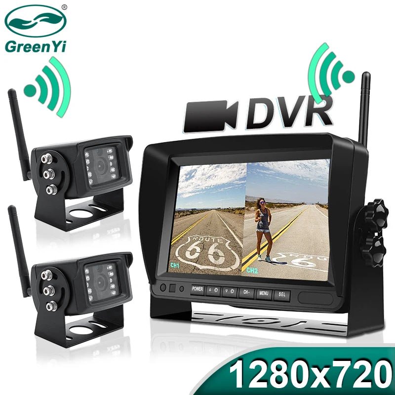 GreenYi 1280x720 HD AHD Wireless Truck DVR 7 Inch Night Vision Backup Camera - stepyours.com