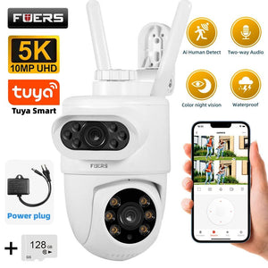 FUERS 5K 10MP Dual Lens IP Camera Tuya Smart - Auto Tracking Surveillance - stepyours.com
