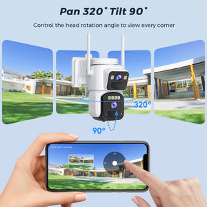 8MP Dual Lens Solar WiFi Security Camera - Color Night Vision, PIR Motion - stepyours.com