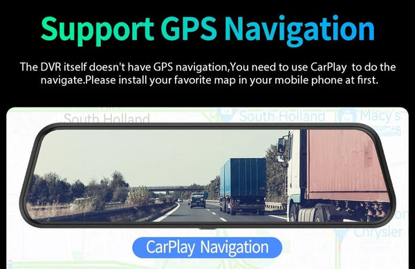 10 Inch 4K Mirror Dash Cam Wireless CarPlay Android Auto Dual Lens GPS WiFi DVR - stepyours.com
