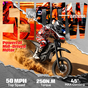ESKUTE NOVA Beast Electric Dirt Bike for Adults & Teens, 5500W Peak Mid-Drive Motor, 50 MPH Top Speed, 60V 27Ah Battery, Hydraulic Brakes, Nitrogen-Filled Suspension