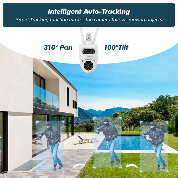KERUI Outdoor 10MP 5K Dual Lens WiFi IP Camera PTZ - Tuya Compatible Smart Home - stepyours.com