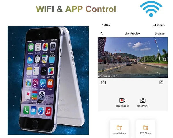 WiFi Car Dash Cam 1080P 60fps Parking Monitor 24 Hour App Control - stepyours.com