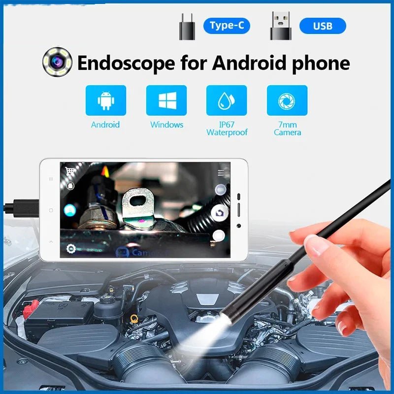 USB Type - C Flexible Endoscope Camera - 7mm Lens With 6 LEDs For Android OTG - stepyours.com