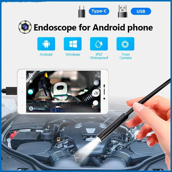 USB Type - C Flexible Endoscope Camera - 7mm Lens With 6 LEDs For Android OTG - stepyours.com