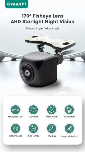 GreenYi AHD Car Rear View Camera 170 Degree Fisheye HD Night Vision Waterproof - stepyours.com