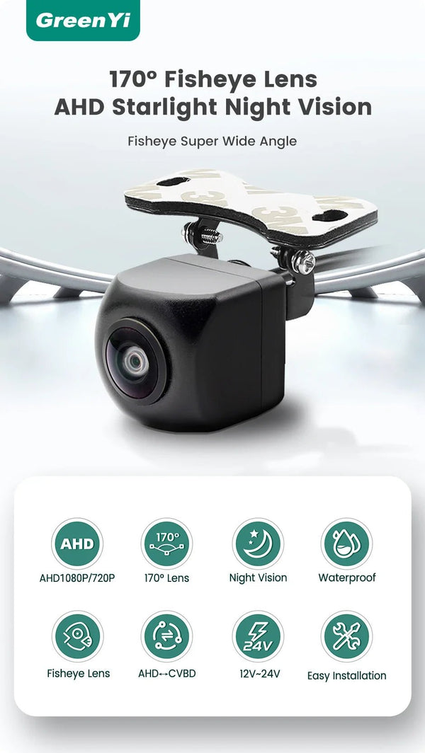 GreenYi AHD Car Rear View Camera 170 Degree Fisheye HD Night Vision Waterproof - stepyours.com