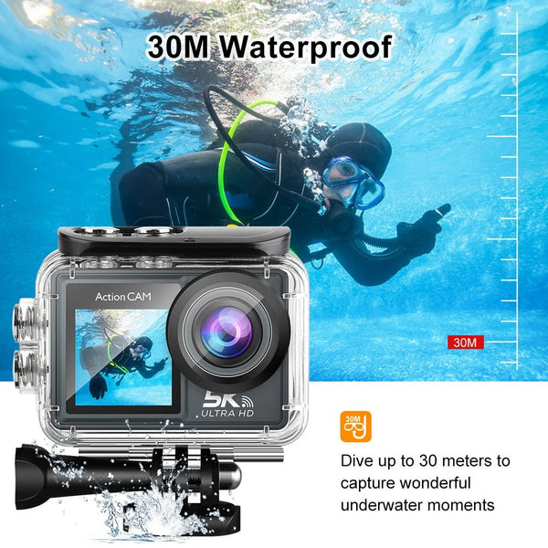 HUAFANT M4R Action Camera 5K 4K60FPS Waterproof 30m IPS Touch LCD 5X Zoom - stepyours.com