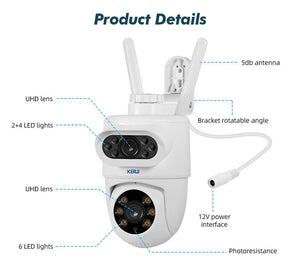 KERUI Outdoor 10MP 5K Dual Lens WiFi IP Camera PTZ - Tuya Compatible Smart Home - stepyours.com