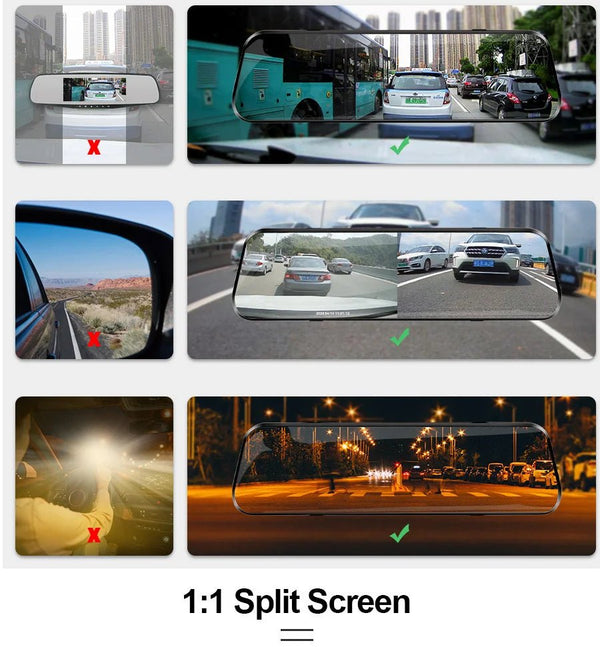 10 Inch Car DVR Touch Screen Dual 1080P Front And Rear Rearview Mirror Camera - stepyours.com