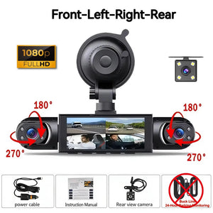 4 Channel Dash Cam With Front And Rear Night Vision Quad Vehicle DVR - stepyours.com