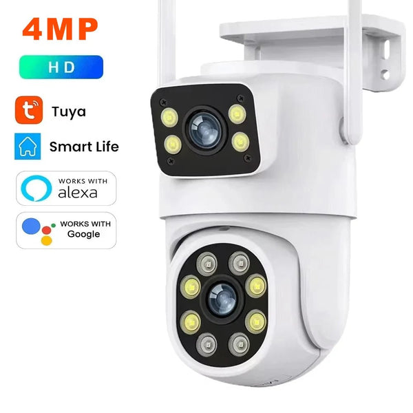 ANSVICAM Outdoor 4K AI Tracking WiFi IP Camera Dual Lens PTZ Alexa Ready - stepyours.com