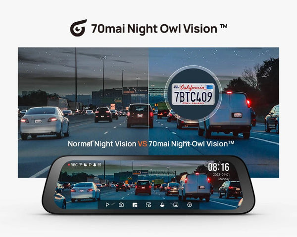 70mai S500 Rearview Dash Cam 9.35 Inch Touch Screen Dual Channel 3K HDR - stepyours.com